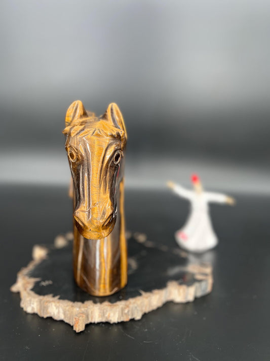 Tiger’s Eye Horse Carving | Symbol of Strength, Courage Protection | Healing Crystal for Confidence & Focus | Equestrian Gift Home Decor