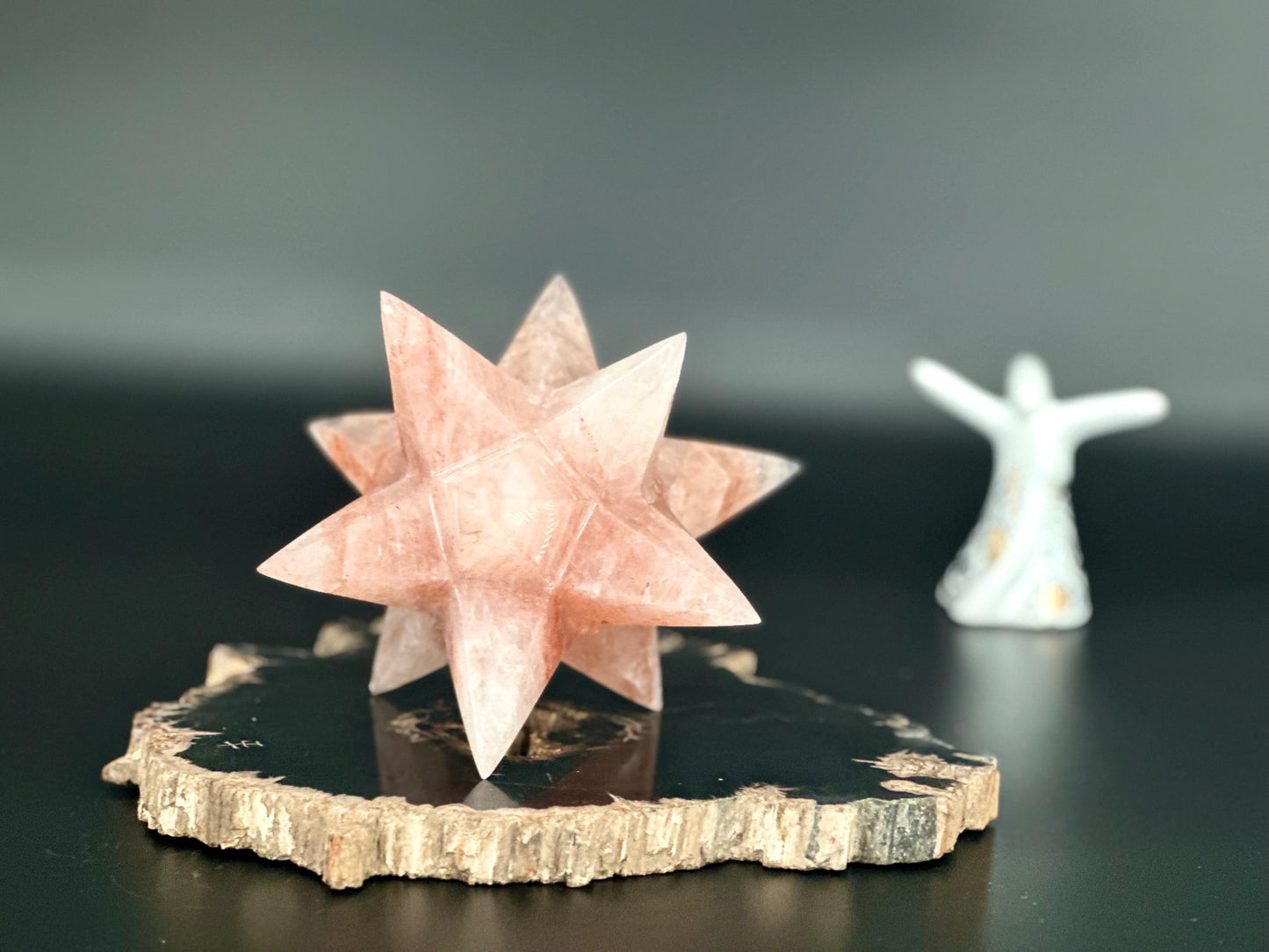 Rare Hematoid Quartz Merkaba – High Energy Sacred Geometry Crystal for Balance & Amplification