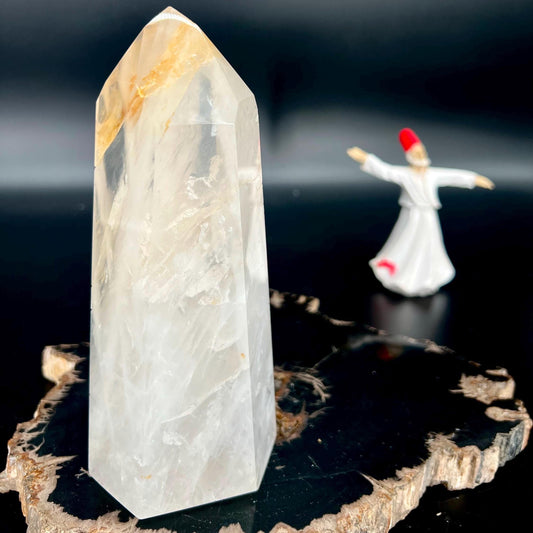 Golden Healer Quartz Tower | Divine Healing & Illumination Crystal | Energy Amplifier Chakra Activator | Truth Justice Stone