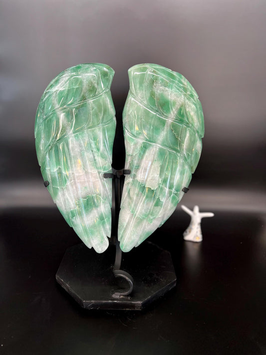 Green Aventurine Angel Wings Sculpture | Heart Chakra Healing Decor