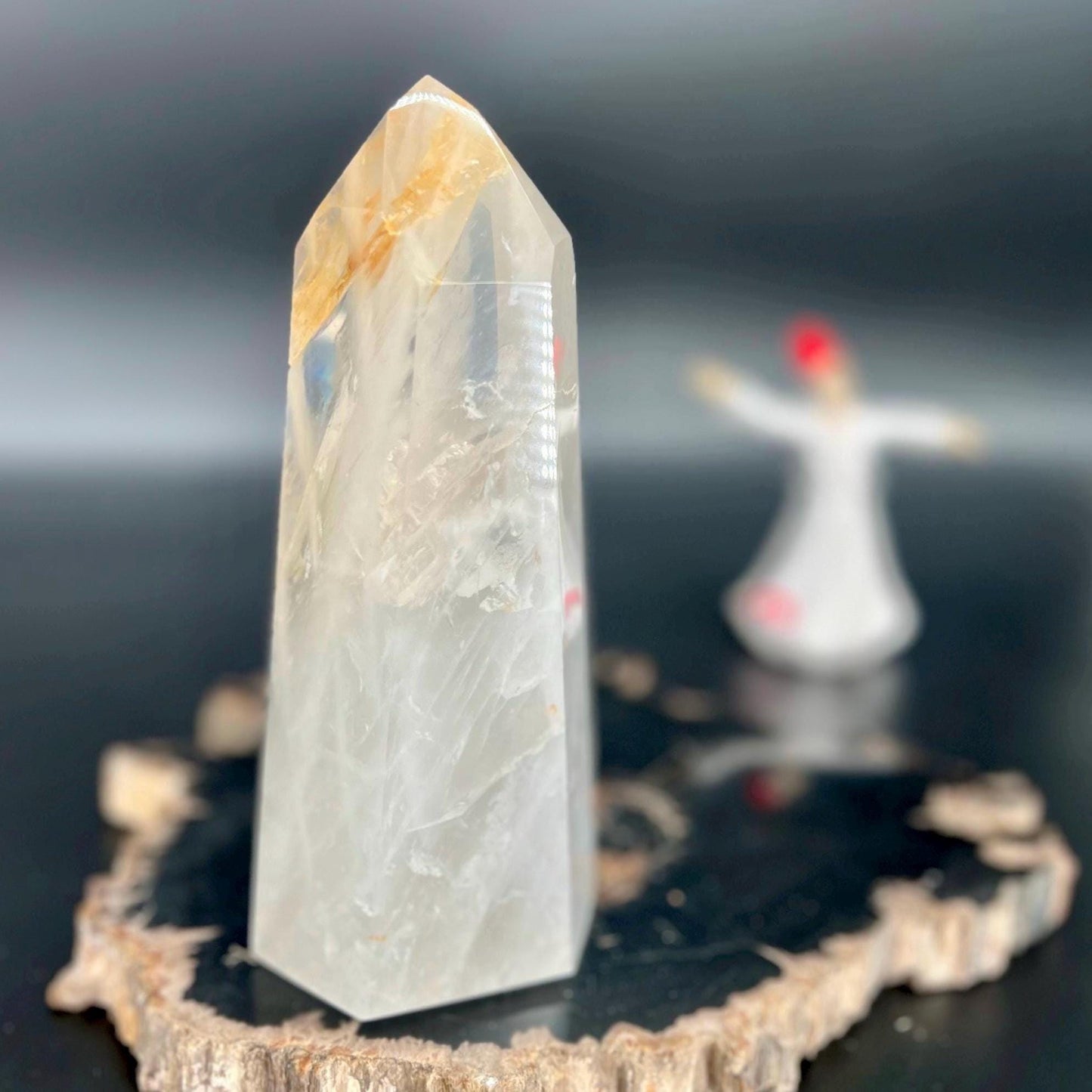Golden Healer Quartz Tower | Divine Healing & Illumination Crystal | Energy Amplifier Chakra Activator | Truth  Justice Stone
