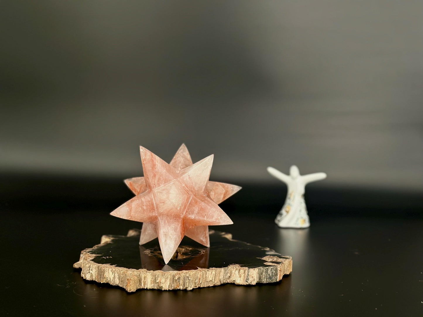 Rare Hematoid Quartz Merkaba – High Energy Sacred Geometry Crystal for Balance & Amplification