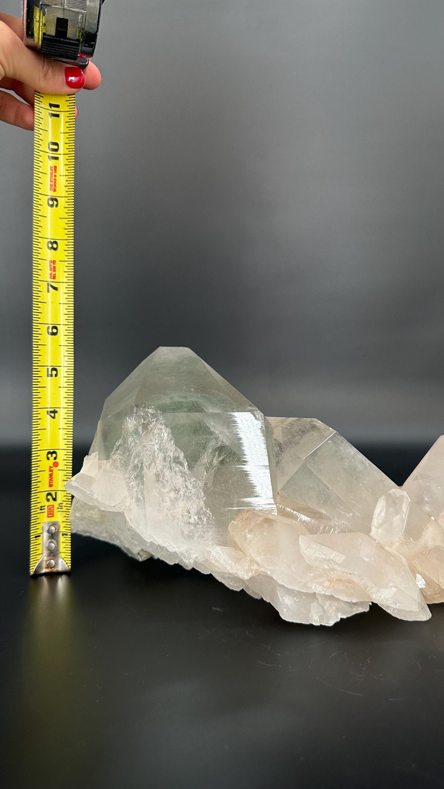 Extraordinary Himalayan Quartz Cluster is a stunning fusion of clear and green quartz,