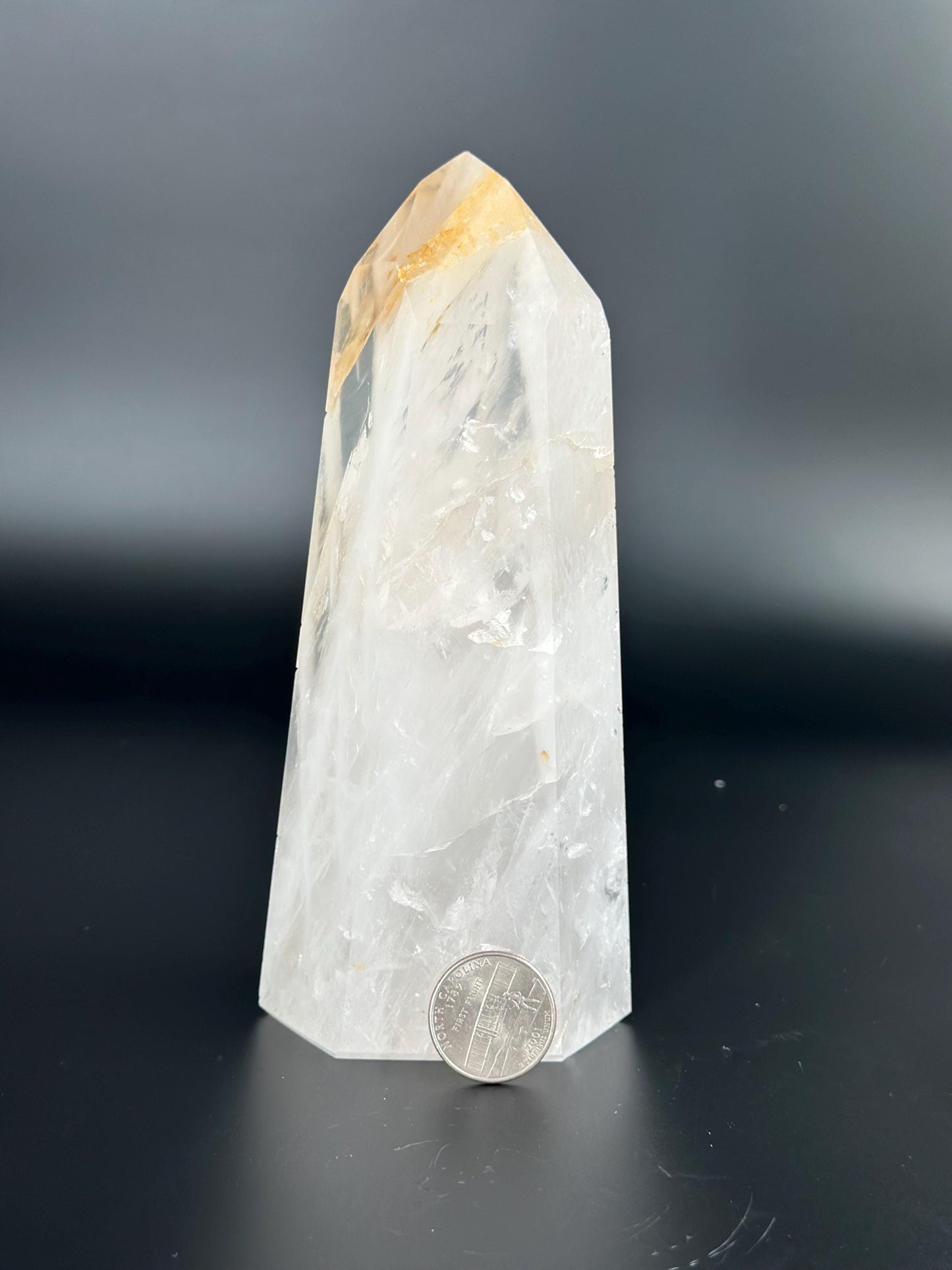 Golden Healer Quartz Tower | Divine Healing & Illumination Crystal | Energy Amplifier Chakra Activator | Truth  Justice Stone
