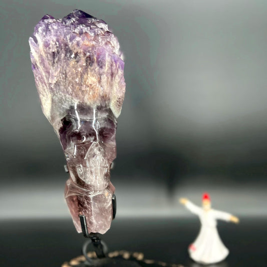 Rare Amethyst Crystal Skull on Stand – Spiritual Protection, Adaptogen Crystal, Healing & Transformation