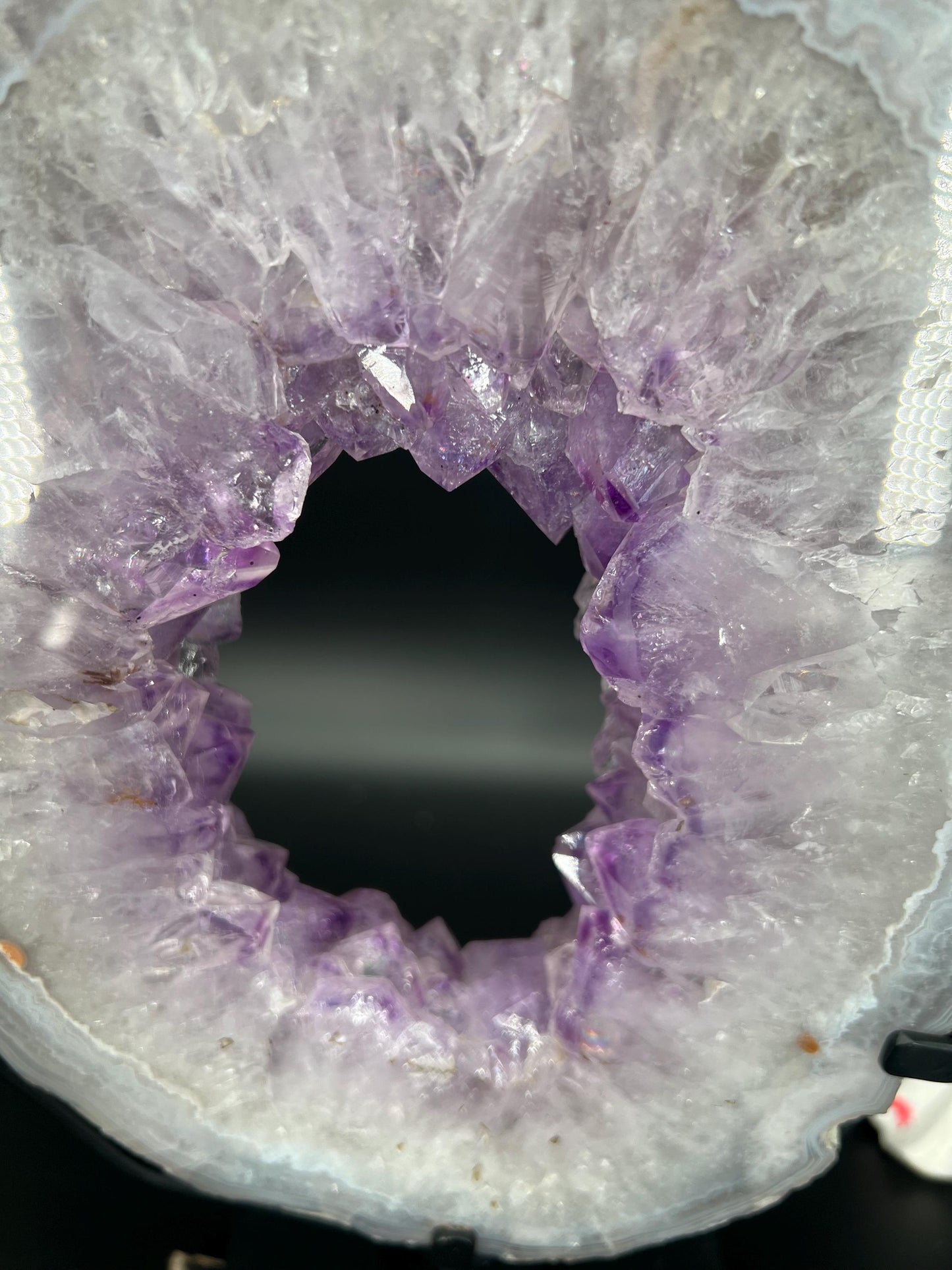 Amethyst Geode Ring on Stand | Portal of Peace  Spiritual Awakening | Energy Cleansing Crystal | Chakra Balancing &Intuition Booster
