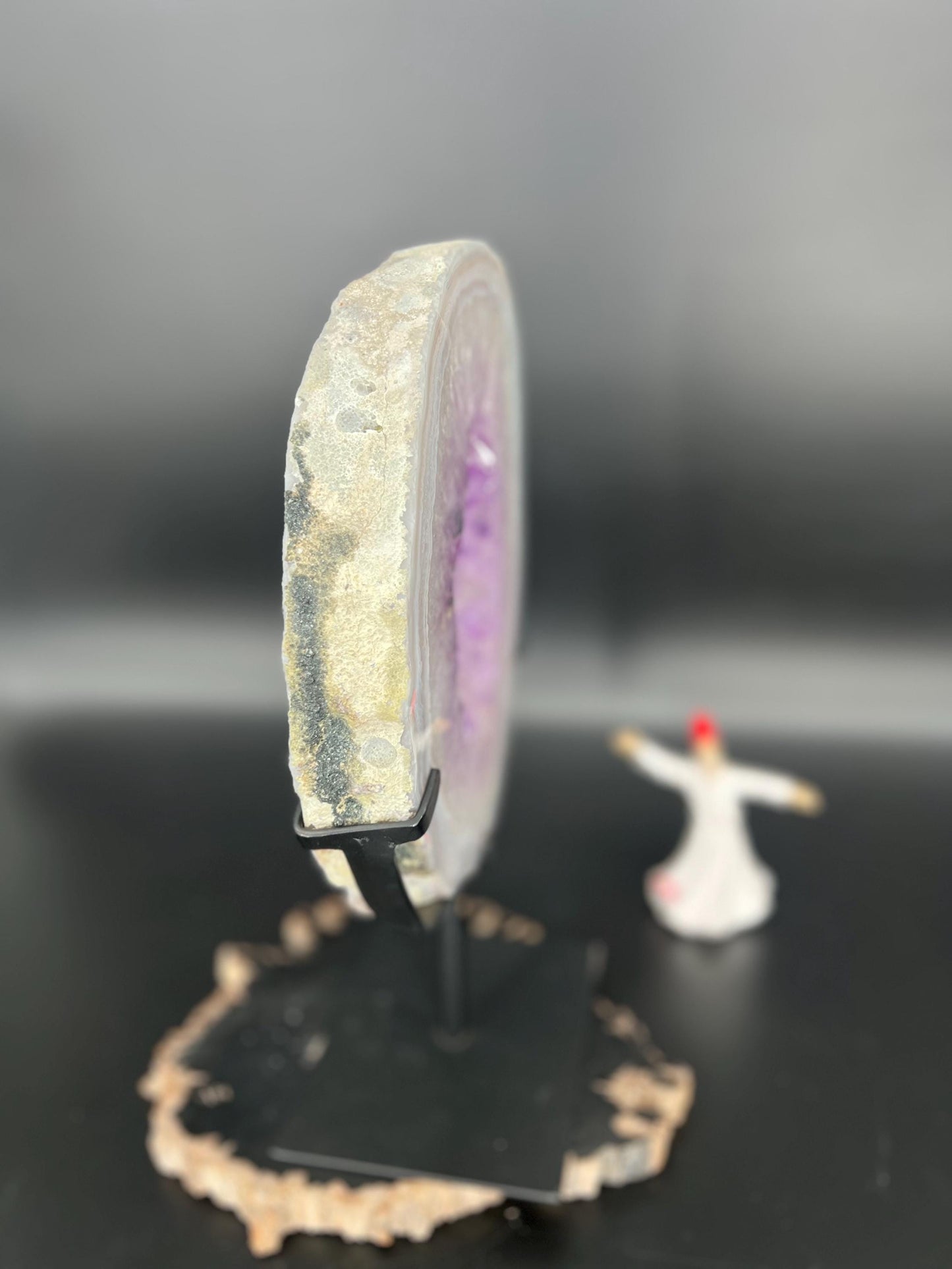 Amethyst Geode Ring on Stand | Portal of Peace  Spiritual Awakening | Energy Cleansing Crystal | Chakra Balancing &Intuition Booster