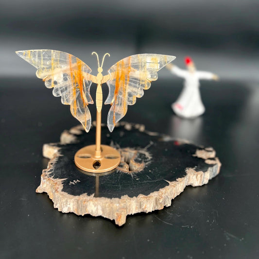 Golden Healer Quartz Butterfly | Symbol of Transformation, Illumination Justice | Healing Crystal for Spiritual Awakening & Balance