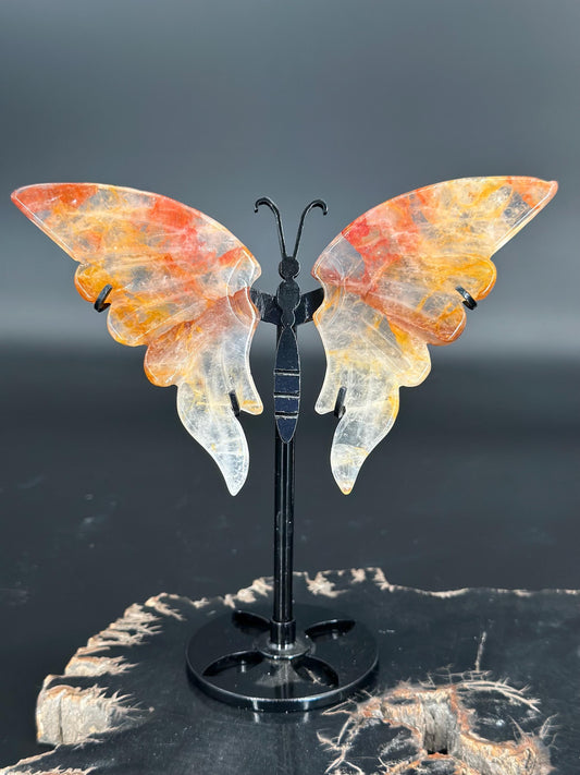 Golden Healer Quartz & Hematite Butterfly on Stand | Transformation  Healing Crystal  Spiritual Awakening  Growth