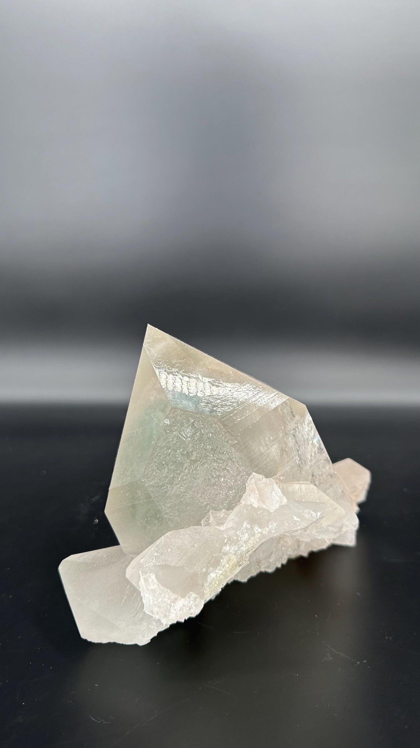 Extraordinary Himalayan Quartz Cluster is a stunning fusion of clear and green quartz,
