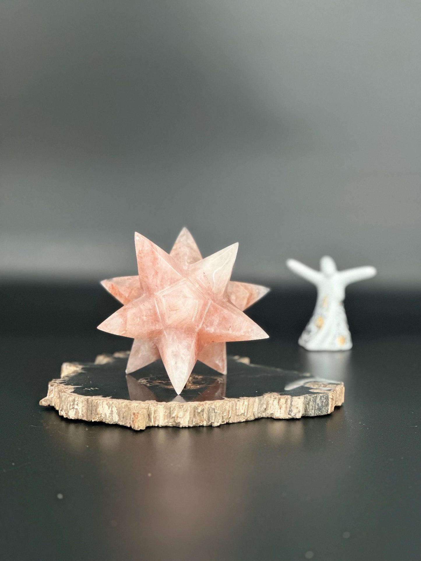 Rare Hematoid Quartz Merkaba – High Energy Sacred Geometry Crystal for Balance & Amplification