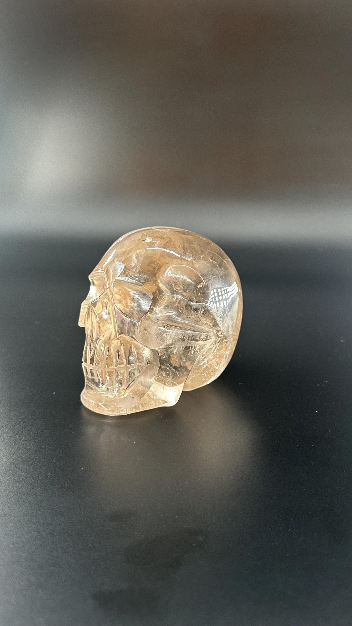 Hand-Carved Citrine Crystal Skull – Natural Healing Energy, High-Quality Quartz Sculpture