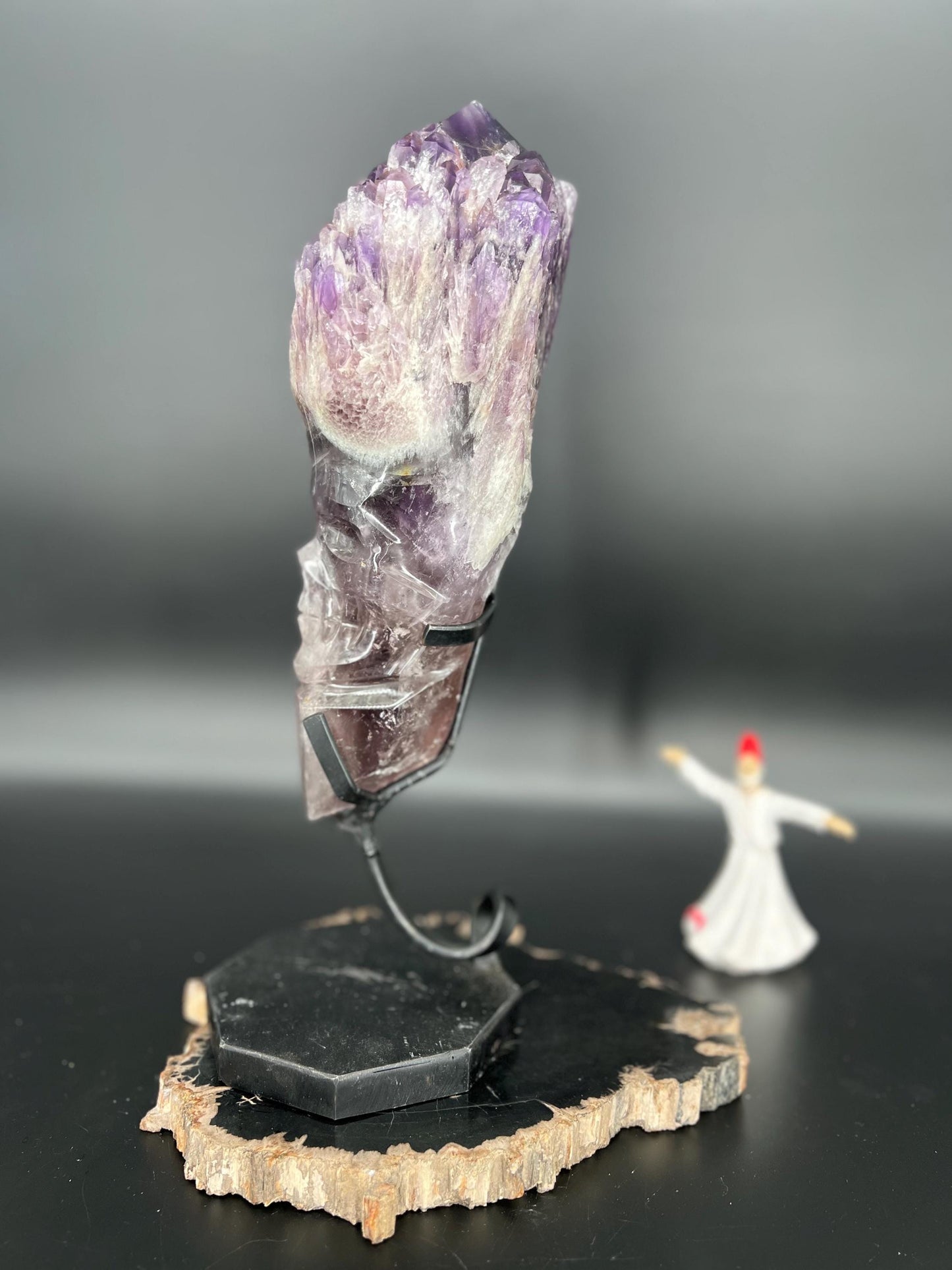 Rare Amethyst Crystal Skull on Stand – Spiritual Protection, Adaptogen Crystal, Healing & Transformation