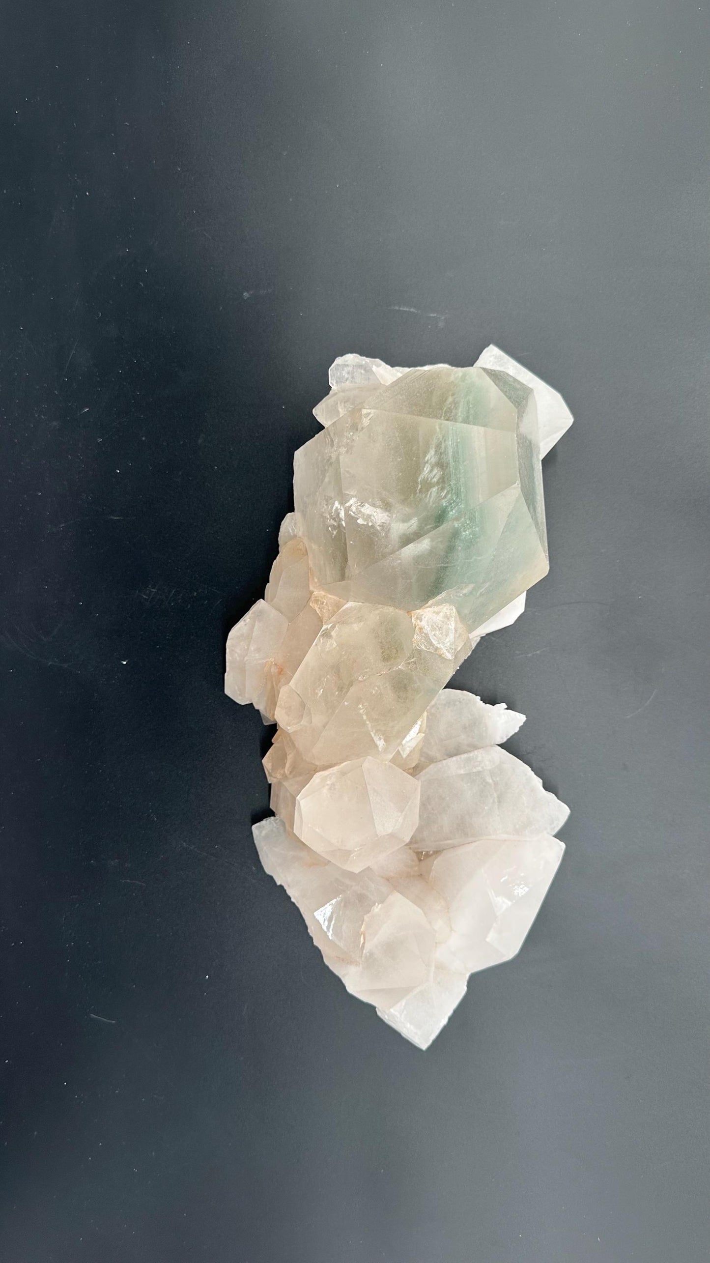 Extraordinary Himalayan Quartz Cluster is a stunning fusion of clear and green quartz,
