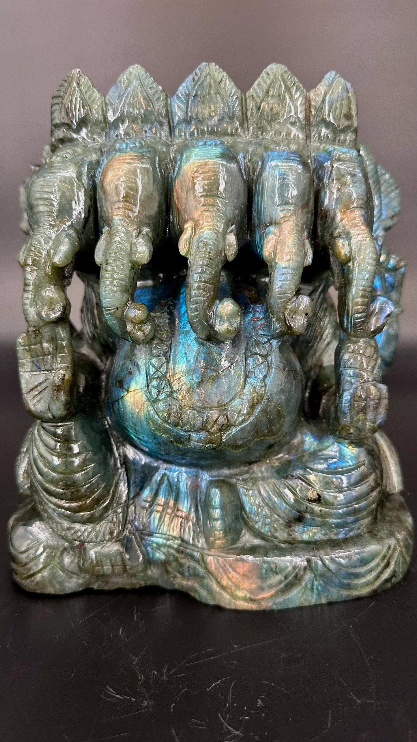 Labradorite Five Ganesha – Divine Wisdom, Protection & Transformation