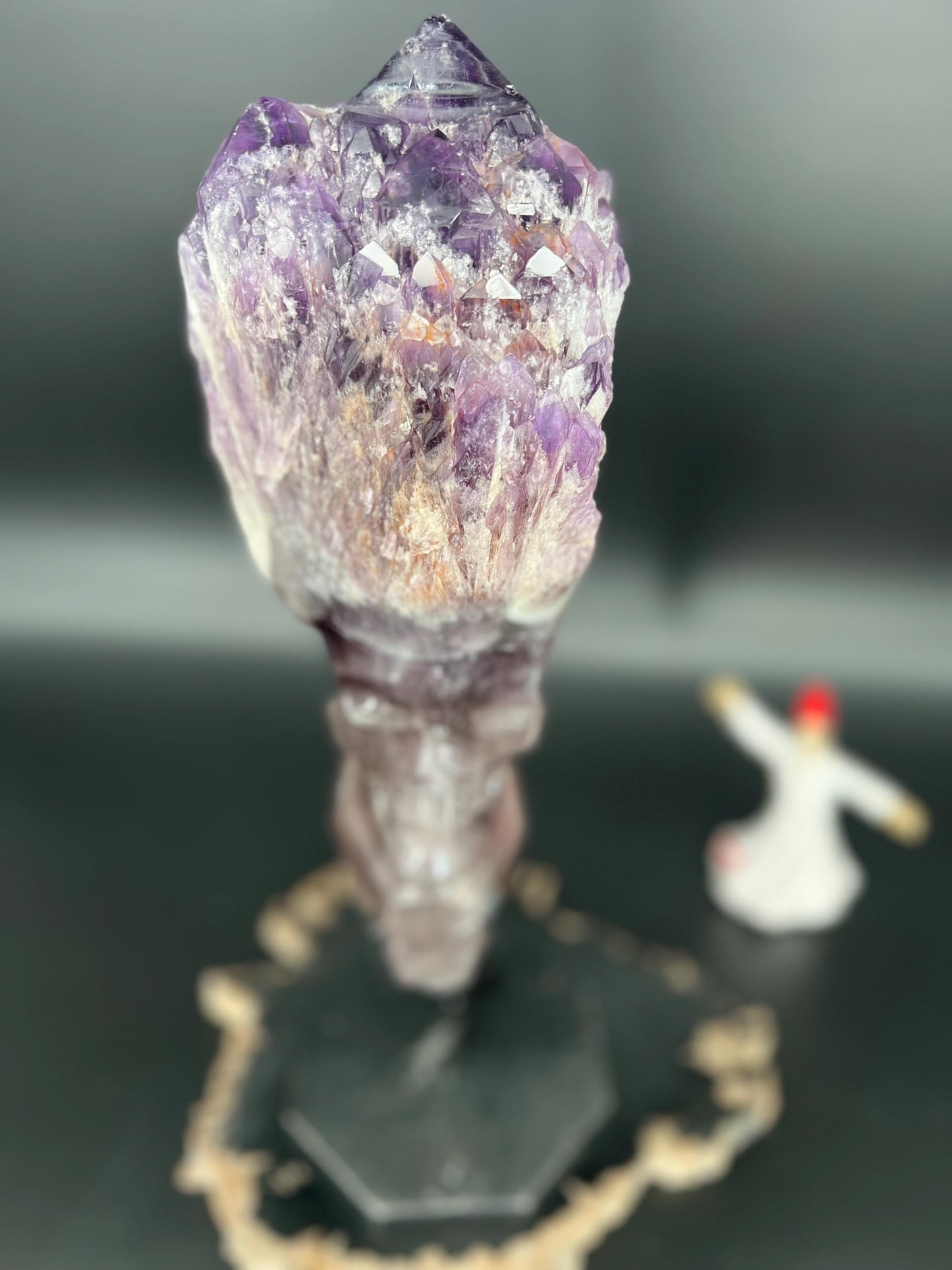 Rare Amethyst Crystal Skull on Stand – Spiritual Protection, Adaptogen Crystal, Healing & Transformation