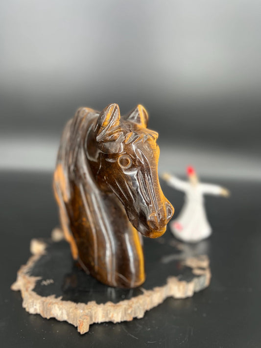 Tiger’s Eye Horse Carving | Symbol of Strength, Courage Protection | Healing Crystal for Confidence & Focus | Equestrian Gift  Home Decor