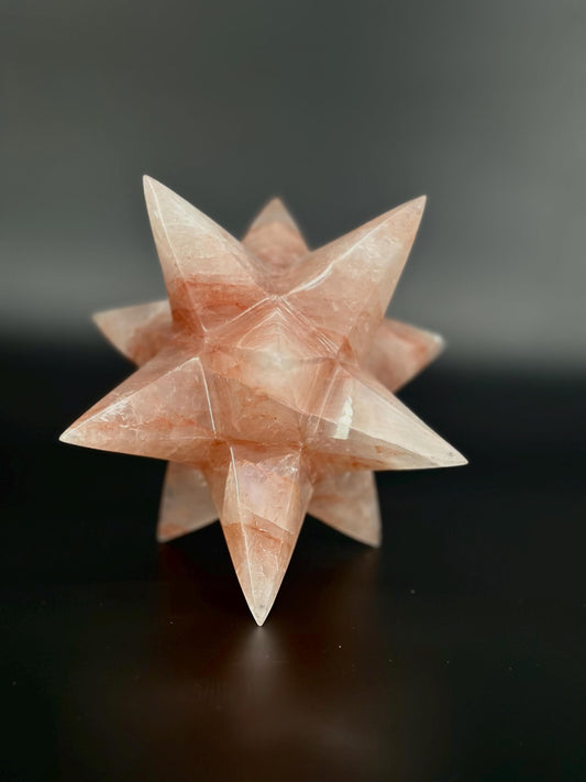 Rare Hematoid Quartz Merkaba – High Energy Sacred Geometry Crystal for Balance & Amplification