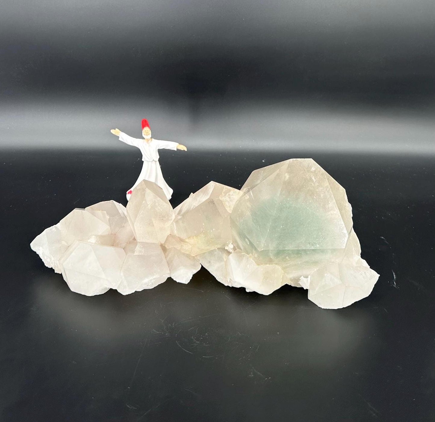Extraordinary Himalayan Quartz Cluster is a stunning fusion of clear and green quartz,
