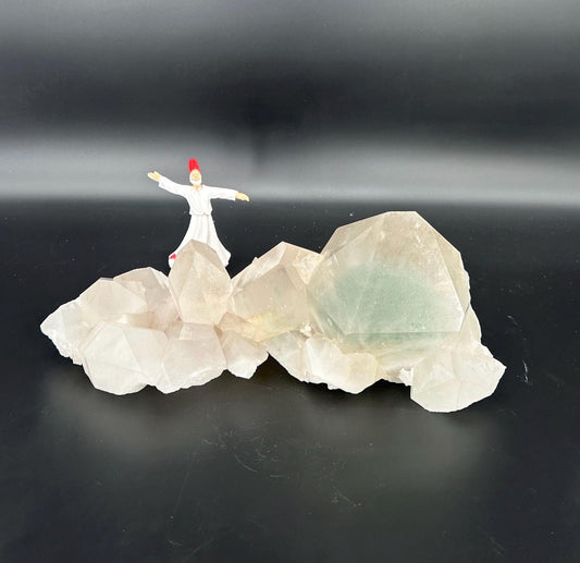 Extraordinary Himalayan Quartz Cluster is a stunning fusion of clear and green quartz,