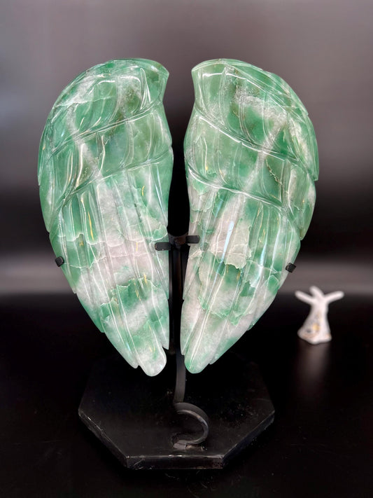 Green Aventurine Angel Wings Sculpture | Heart Chakra Healing Decor