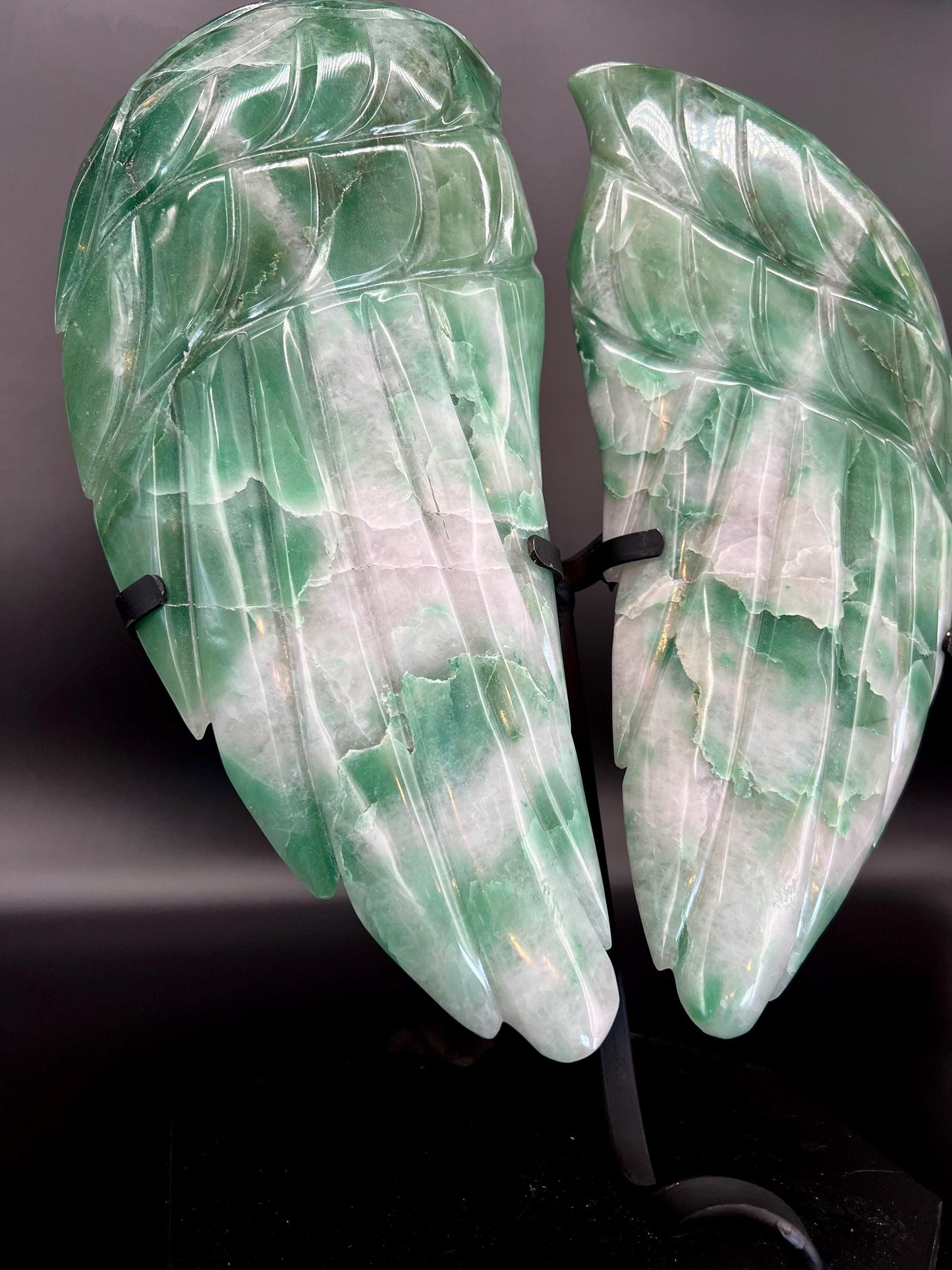 Green Aventurine Angel Wings Sculpture | Heart Chakra Healing Decor