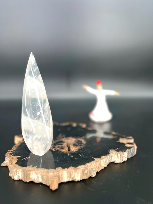 Clear Quartz Flame Crystal, Layered Healing Stone, Spiritual Decor