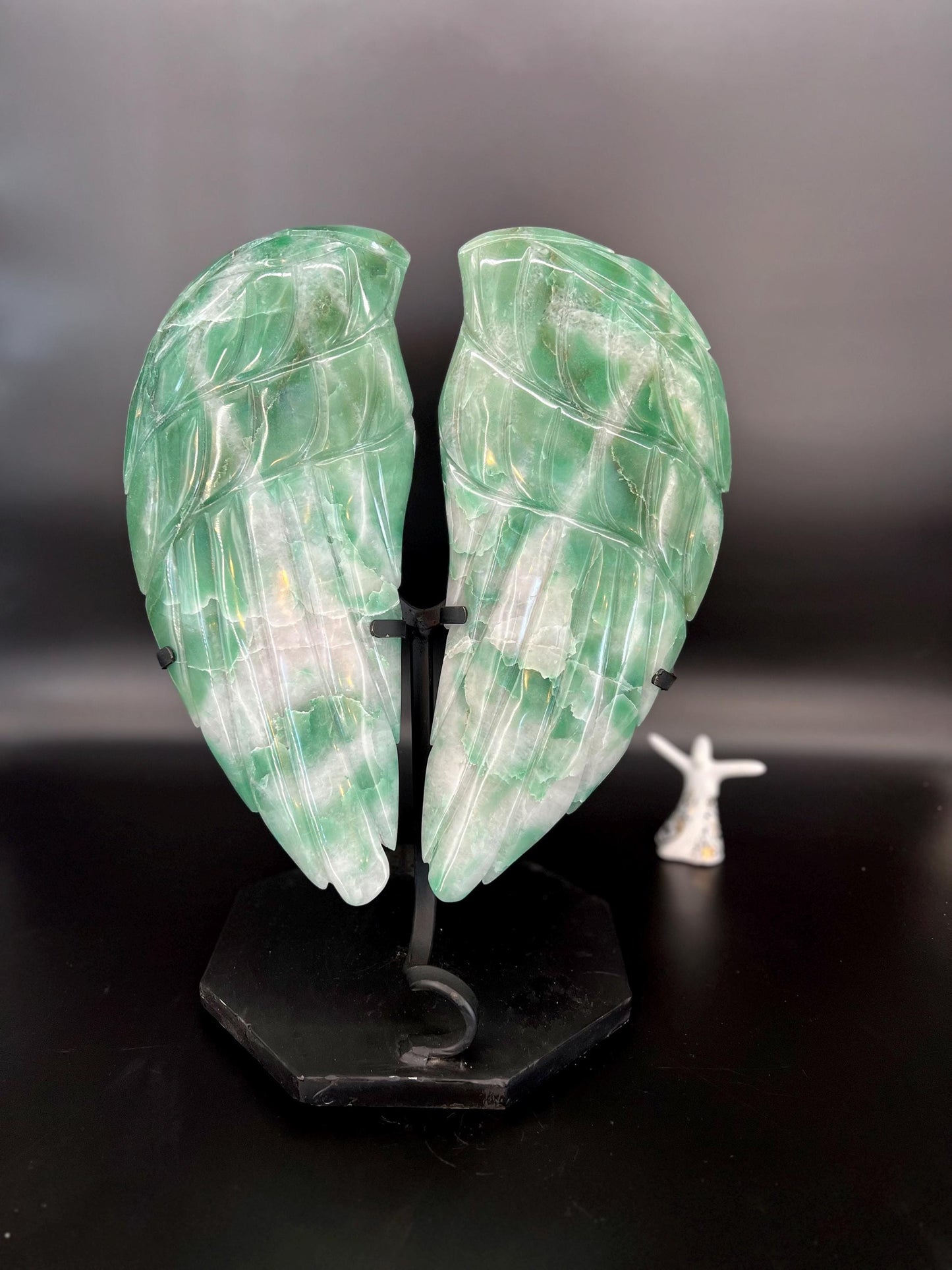 Green Aventurine Angel Wings Sculpture | Heart Chakra Healing Decor