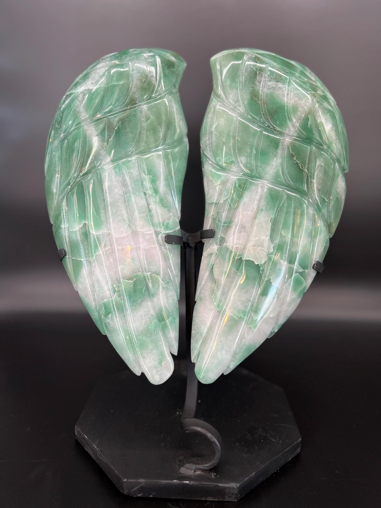 Green Aventurine Angel Wings Sculpture | Heart Chakra Healing Decor