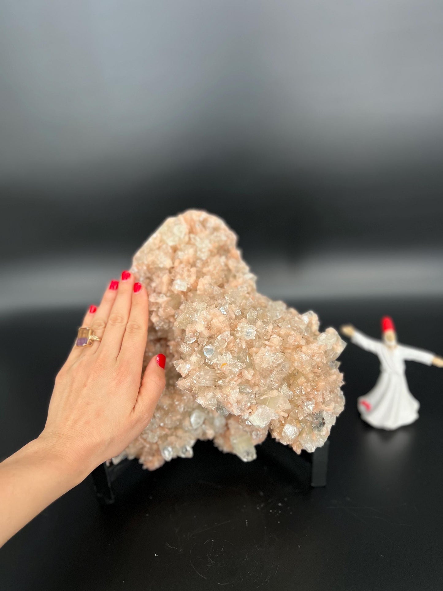 Peach Stilbite Apophyllite Cluster, Spiritual Healing Crystal