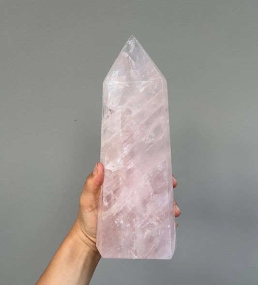 Large Rose Quartz Tower | Heart Chakra Healing Crystal, 8.5 inch