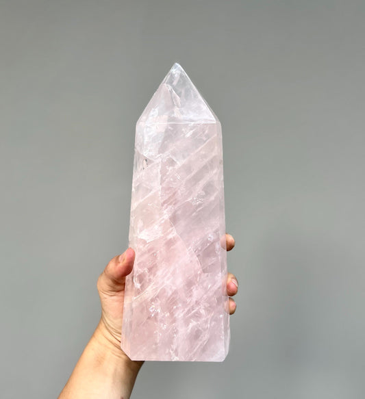 Large Rose Quartz Tower | Heart Chakra Healing Crystal, 8.5 inch
