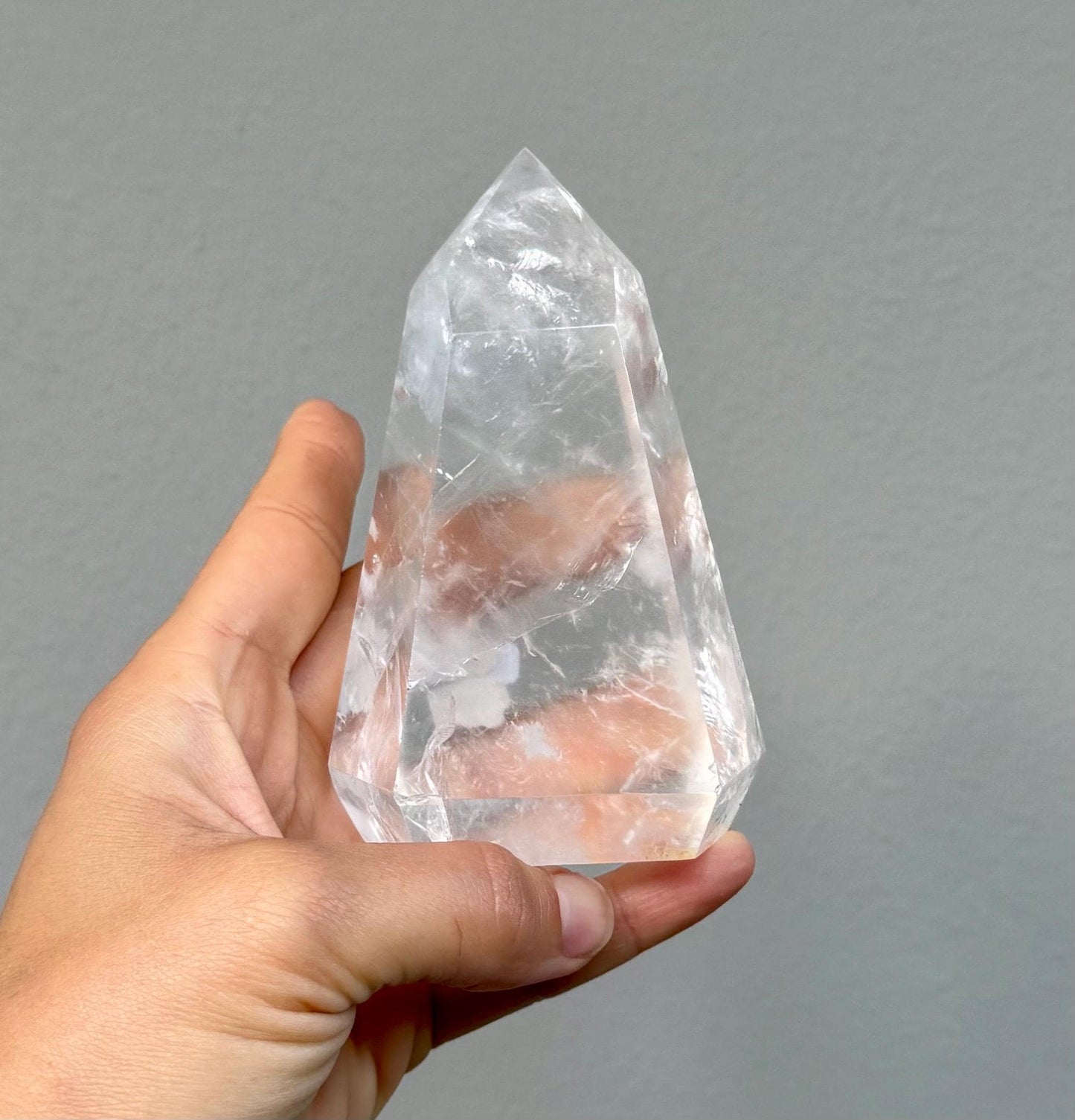 Clear Quartz Tower Natural Polished Crystal Point for Manifestation Energy Amplification and Meditation Decor
