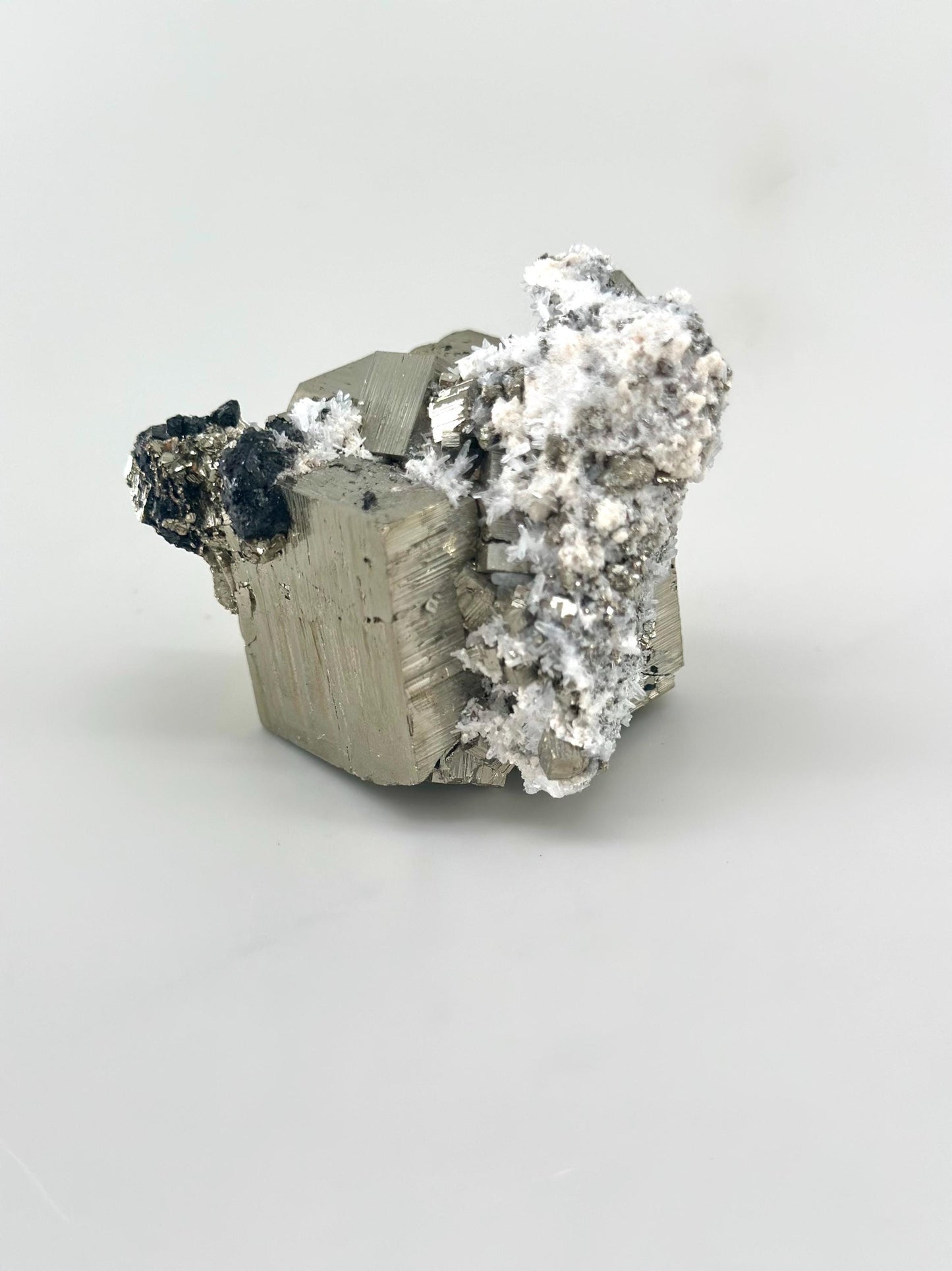 Raw Pyrite Cluster – Black Tourmaline & Quartz, Energy Shielding Stone