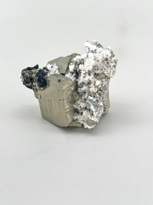 Raw Pyrite Cluster – Black Tourmaline & Quartz, Energy Shielding Stone