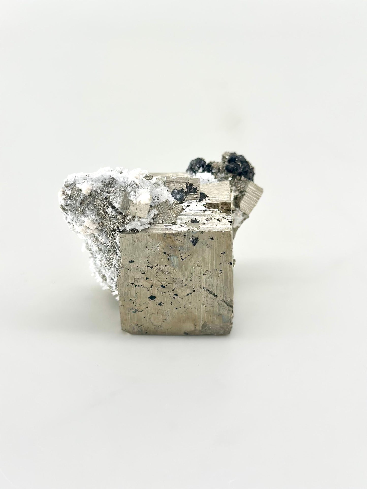 Raw Pyrite Cluster – Black Tourmaline & Quartz, Energy Shielding Stone