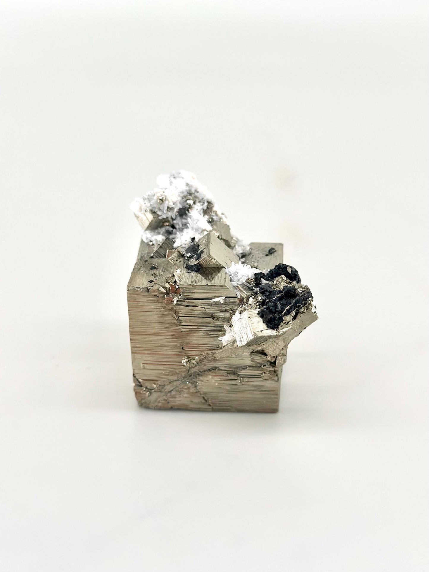 Raw Pyrite Cluster – Black Tourmaline & Quartz, Energy Shielding Stone