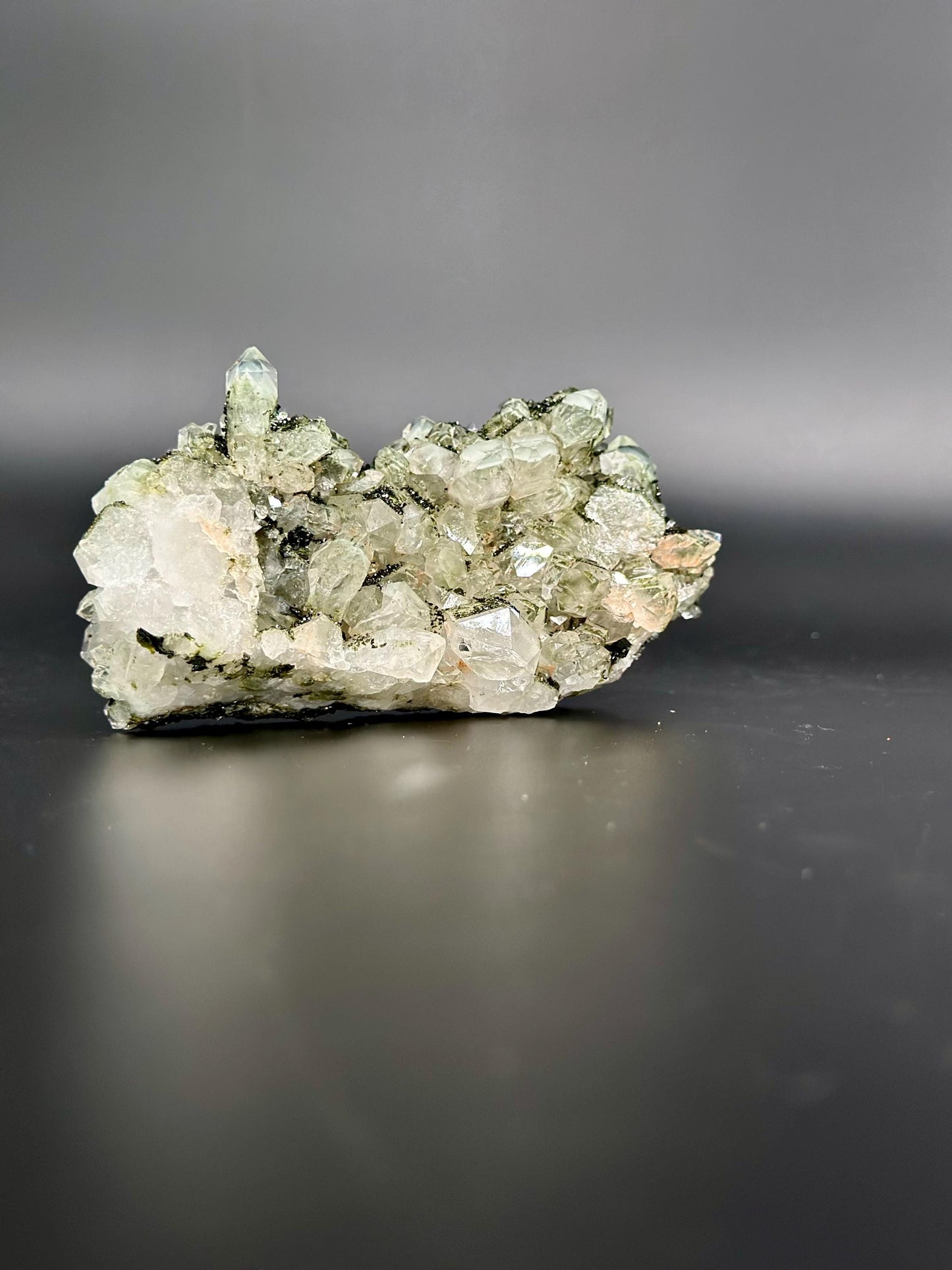 Forest Epidote with Quartz Cluster – Raw Healing Crystal