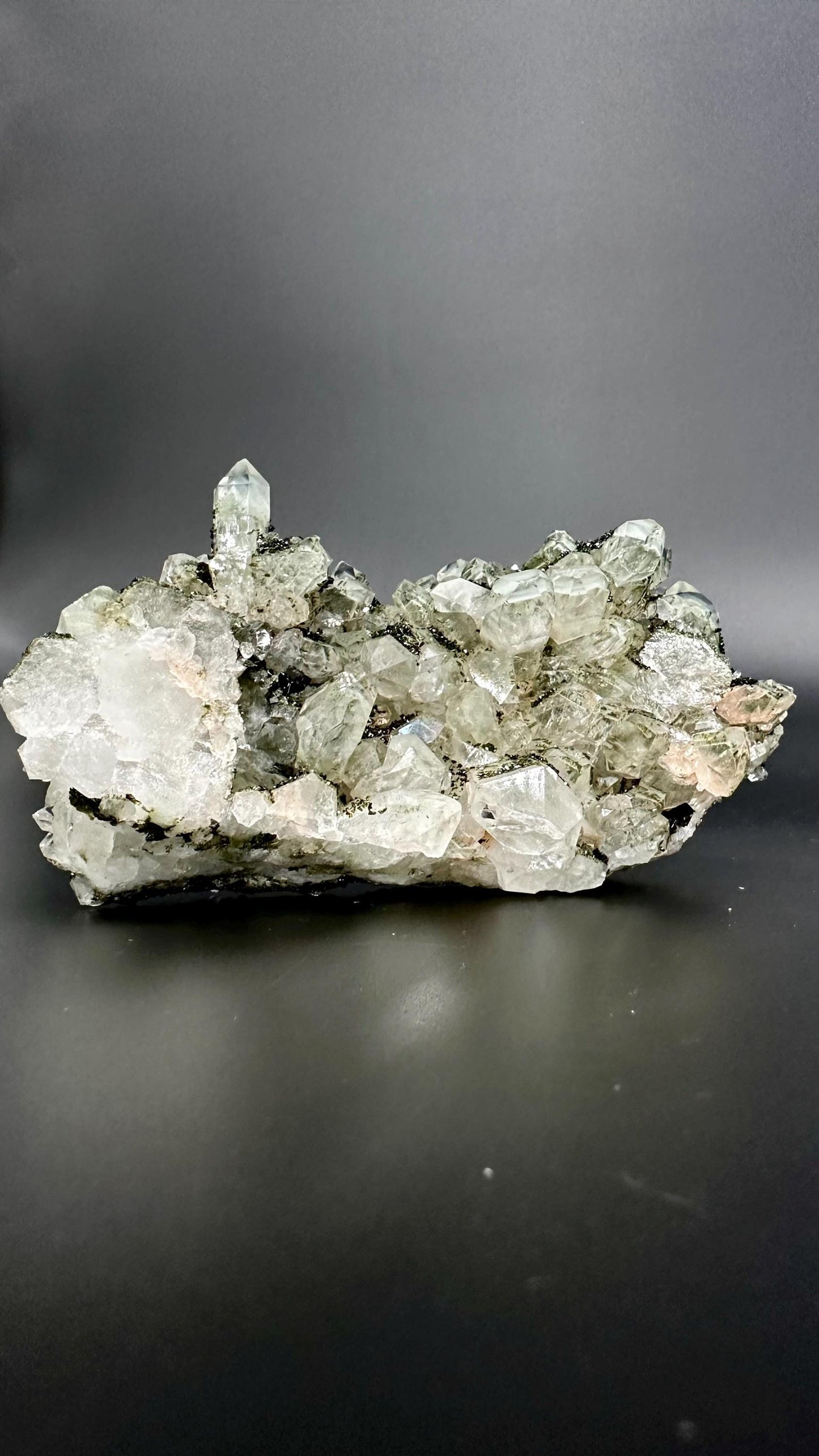 Forest Epidote with Quartz Cluster – Raw Healing Crystal