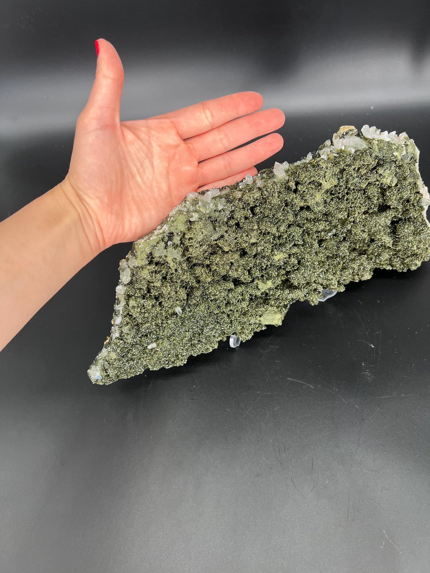 Raw Forest Epidote Cluster | Heart Healing Crystal | Nature Spirit Stone | Emotional Release & Growth | Natural Green Crystal Display