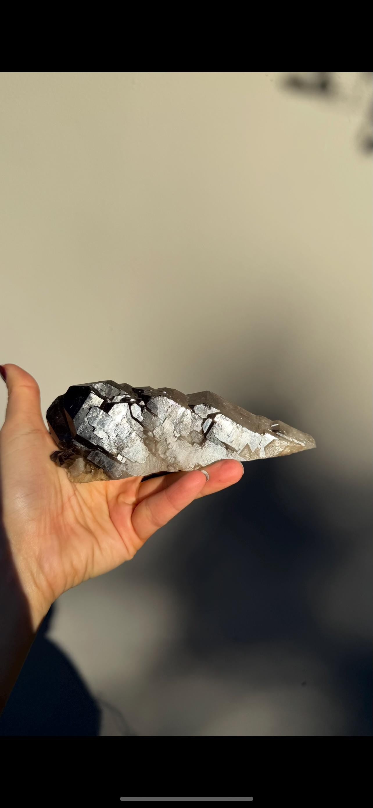 Elestial Smoky Quartz Cluster with Golden Inclusions – Protective Healing Crystal for Shadow Work & Transitions