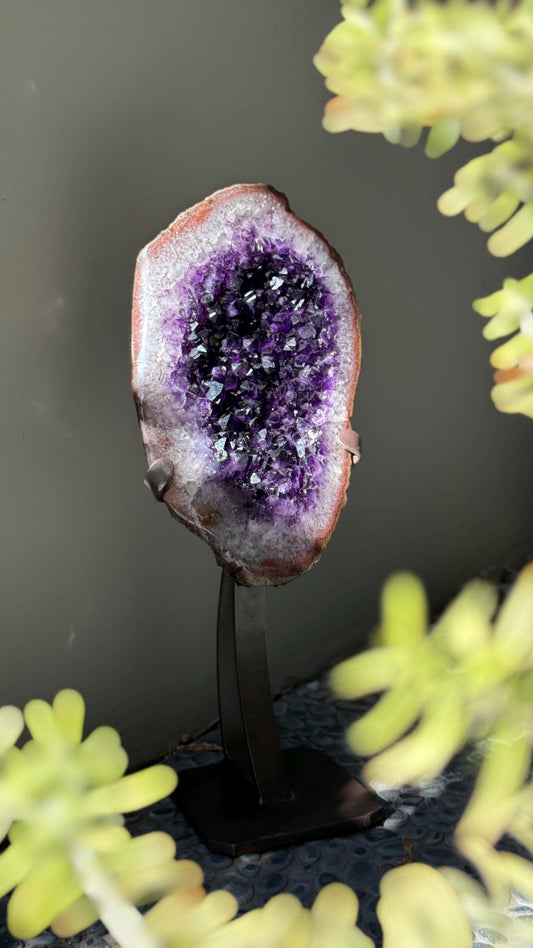 Celestial Portal – Natural Amethyst Geode Mirror for Mystics & Healers