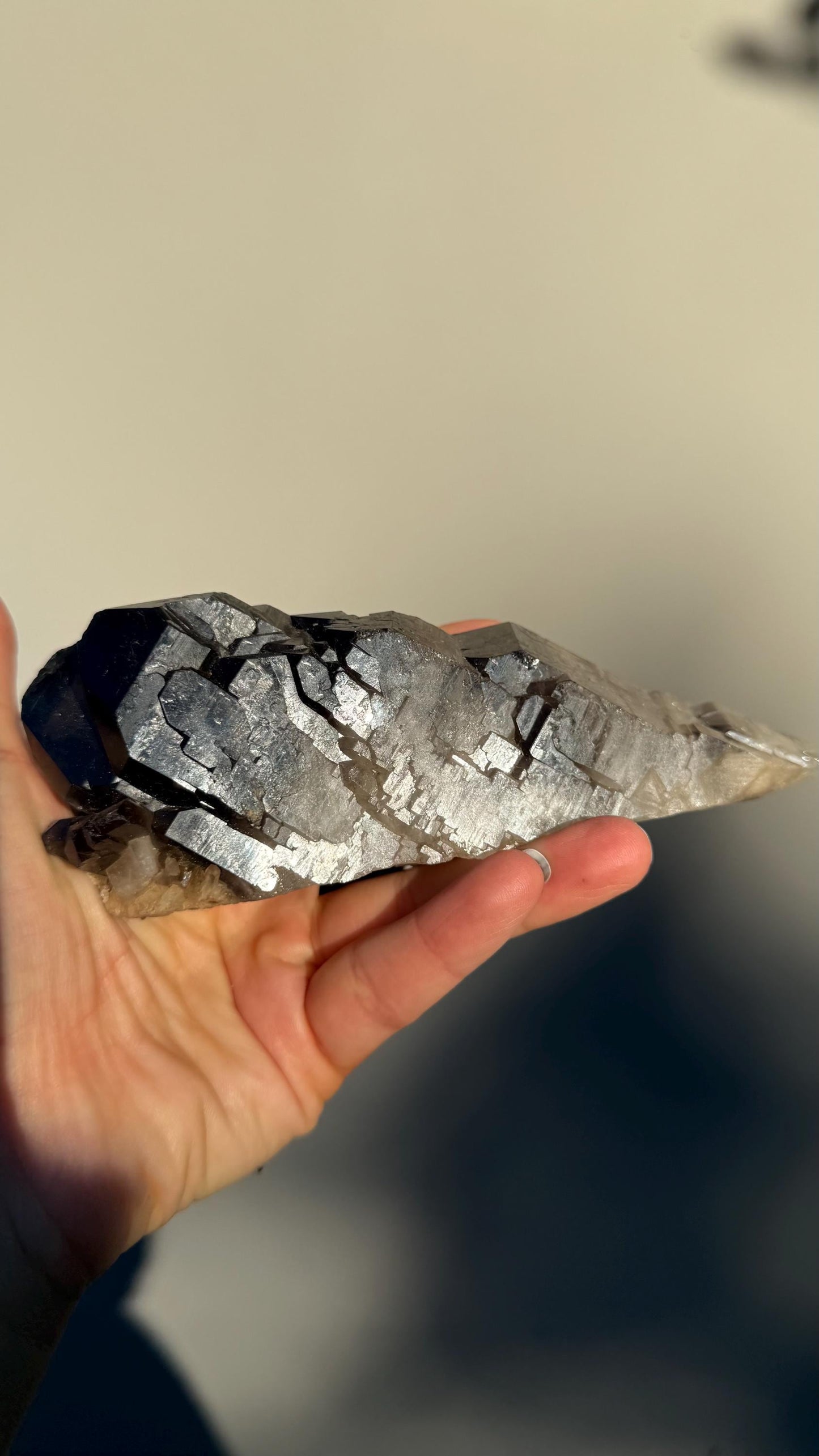 Elestial Smoky Quartz Cluster with Golden Inclusions – Protective Healing Crystal for Shadow Work & Transitions