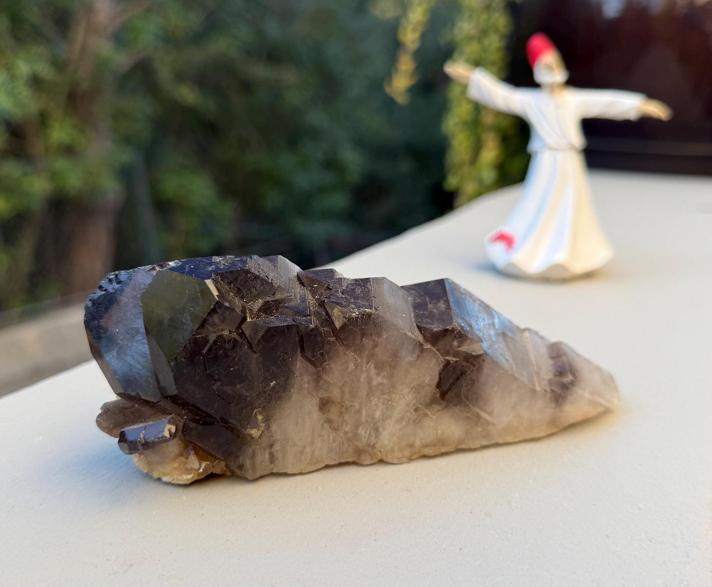Elestial Smoky Quartz Cluster with Golden Inclusions – Protective Healing Crystal for Shadow Work & Transitions