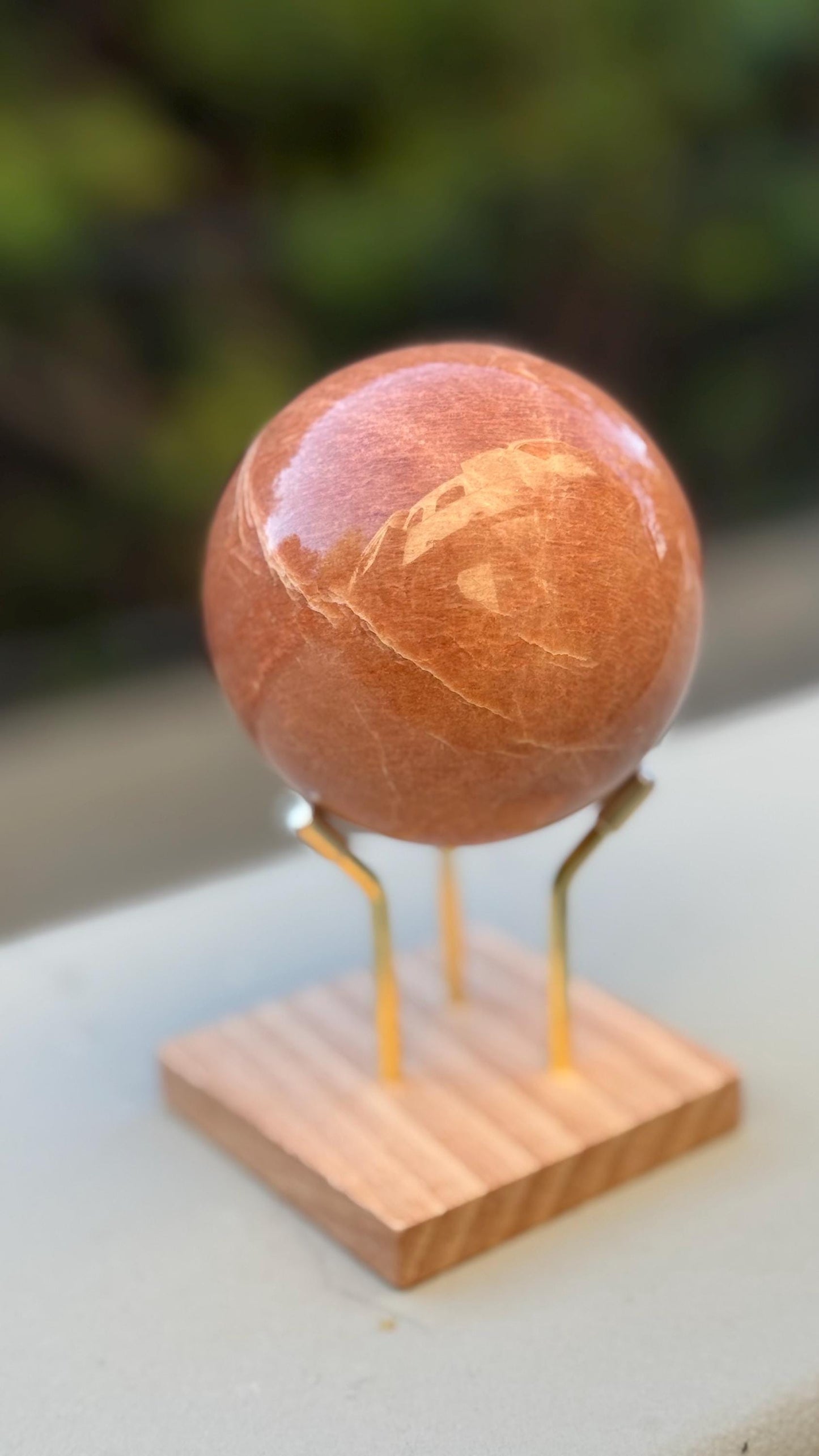 Peach Moonstone Sphere • Divine Feminine Crystal for Emotional Healing & Intuition Womb Wisdom , Lunar Altar Stone