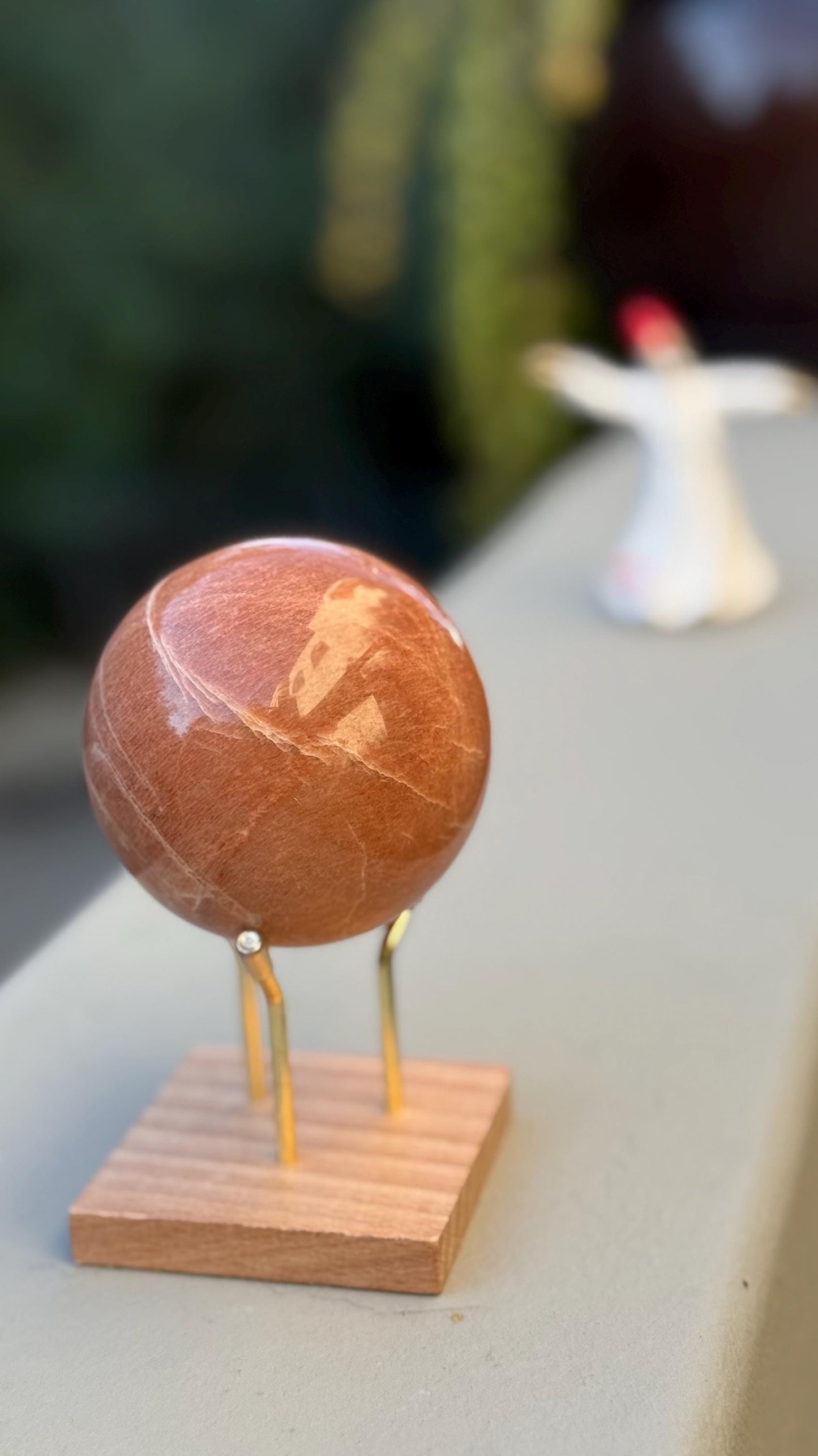 Peach Moonstone Sphere • Divine Feminine Crystal for Emotional Healing & Intuition Womb Wisdom , Lunar Altar Stone