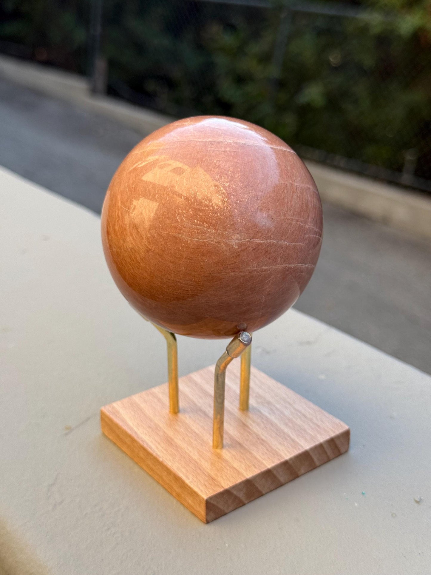 Peach Moonstone Sphere • Divine Feminine Crystal for Emotional Healing & Intuition Womb Wisdom , Lunar Altar Stone